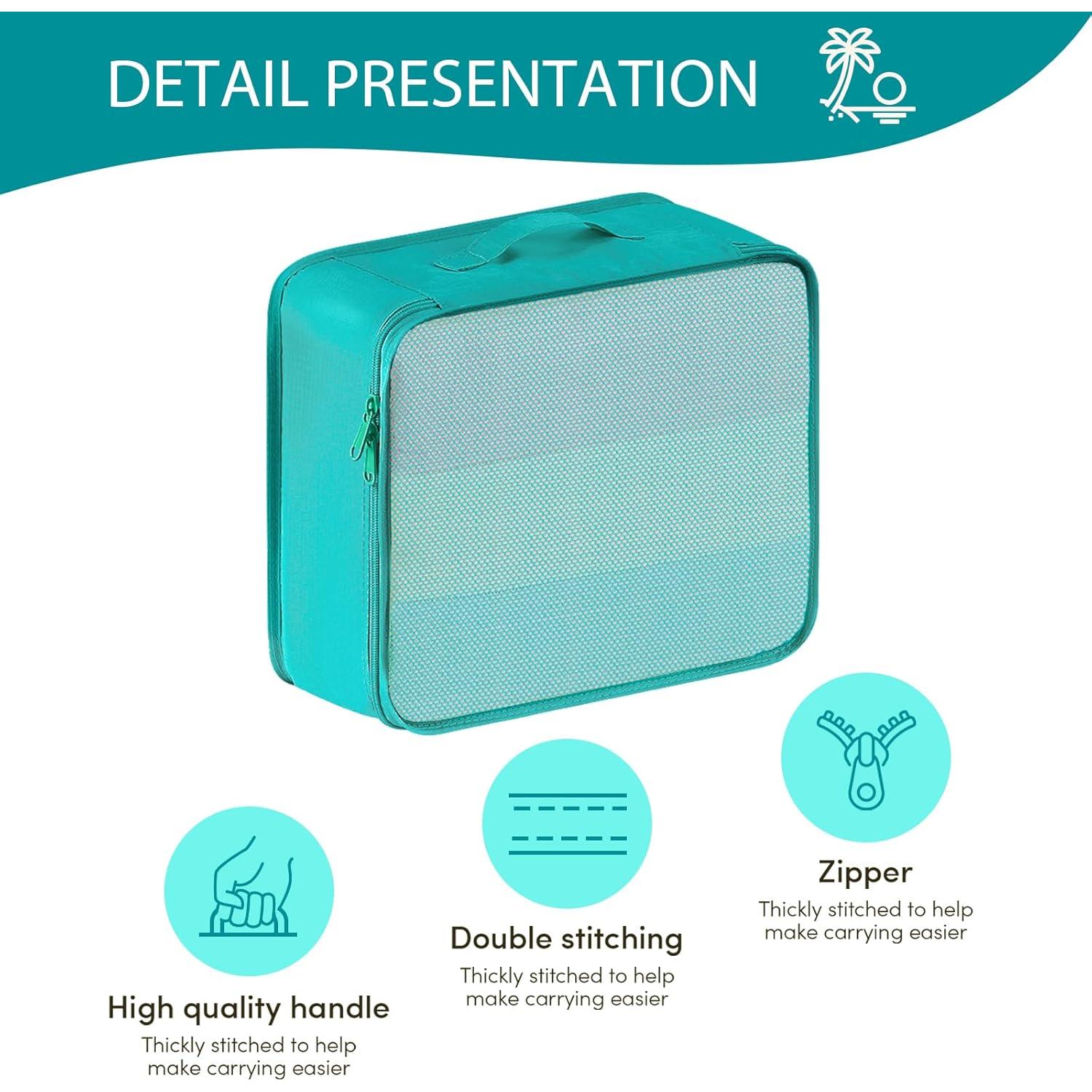 Cubos de Empaque DIMJ 8 Piezas Verde - Organizador de Viaje