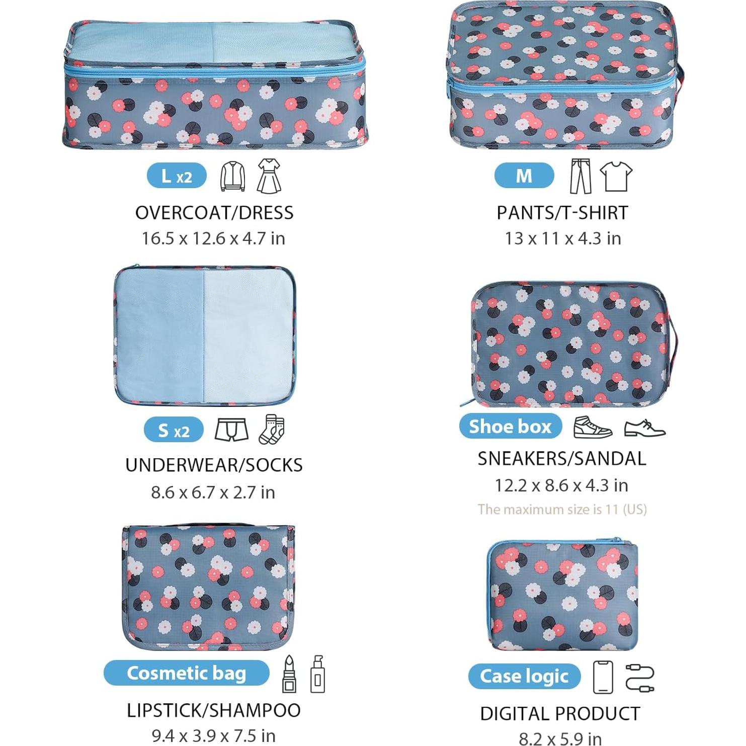 Cubos de Empaque DIMJ - 8 Piezas Nylon Resistente al Agua