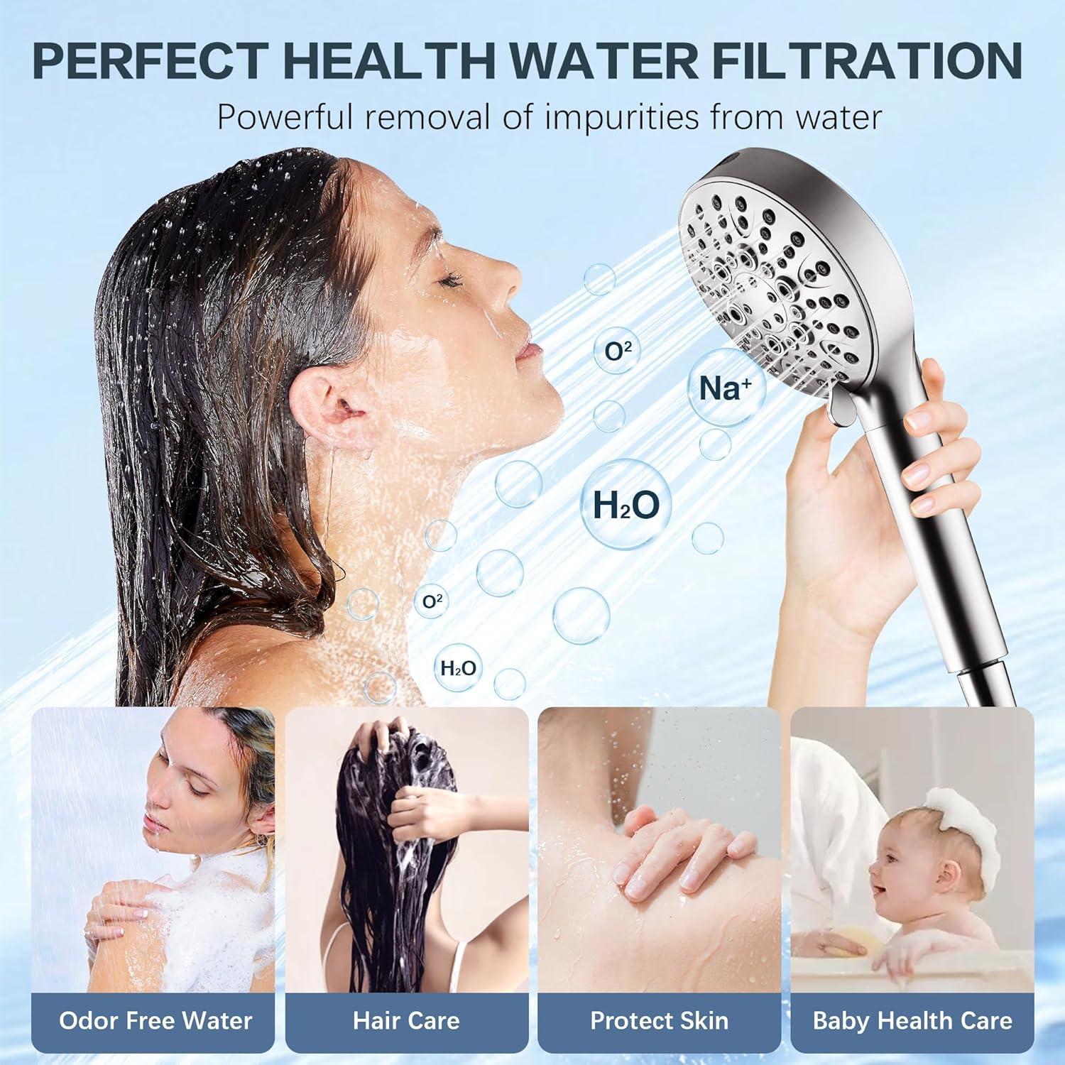 Cabezal de Ducha Filtrado DUCHAS BRILLANTES 9 Modos 175 cm