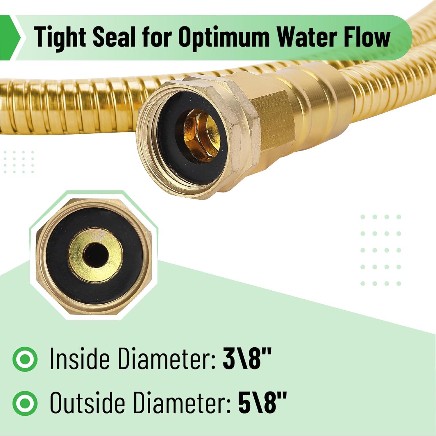 Manguera de Jardín UNCO 1.52m Acero Inoxidable Dorado