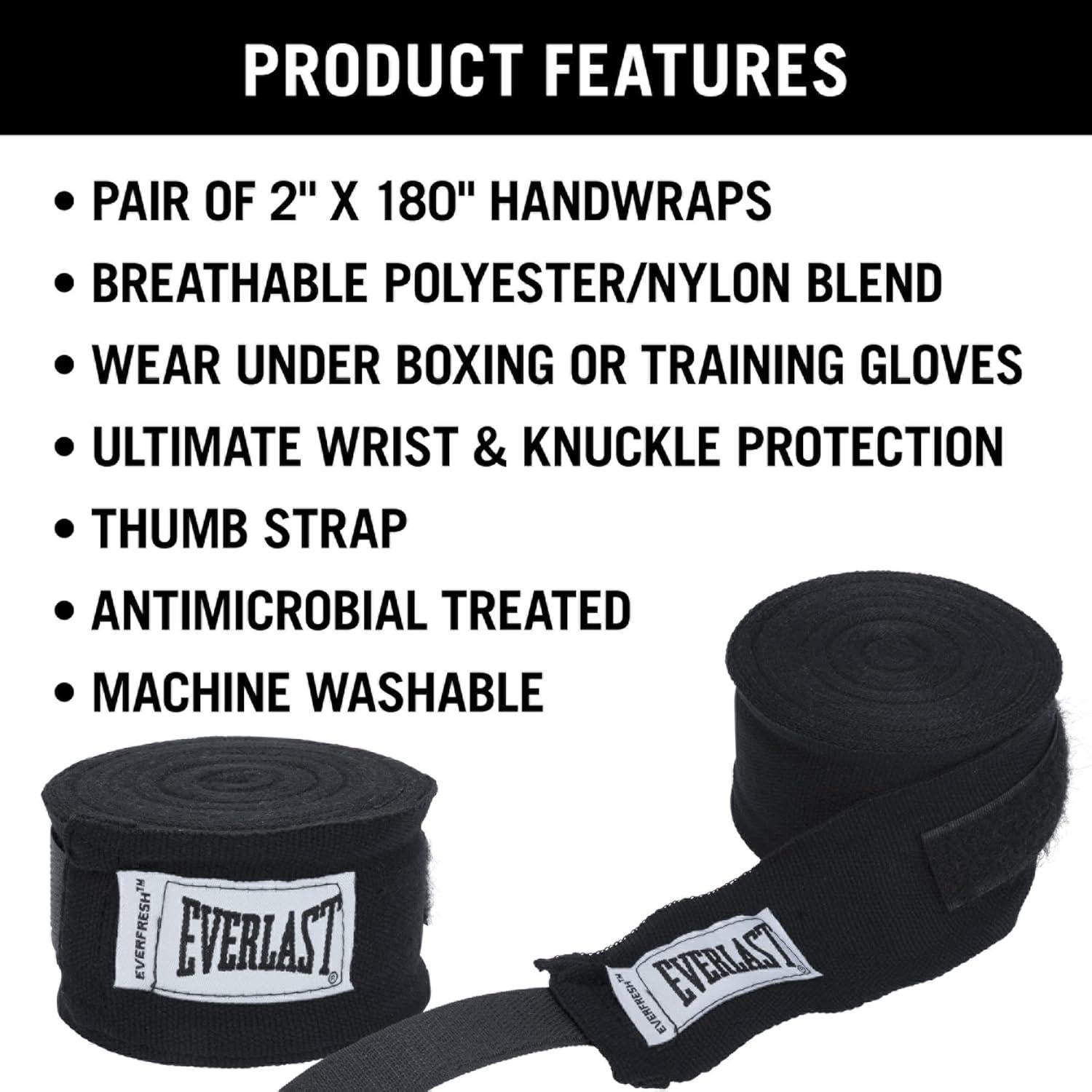 Envolturas de Mano Everlast, 3 Piezas, Lavables, Boxeo