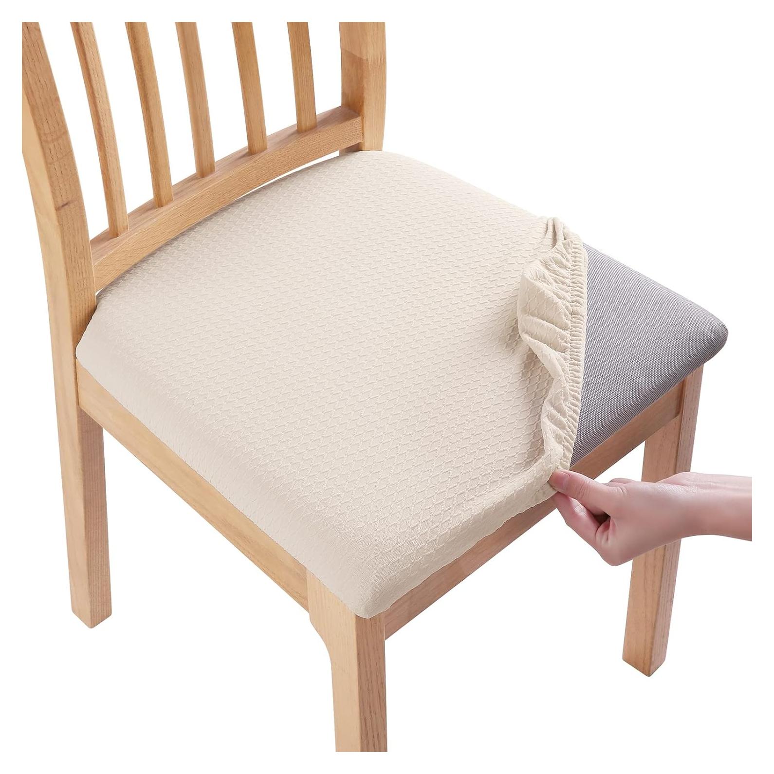 Fundas de Silla Smiry Juego de 4 Beige Elásticas Lavables