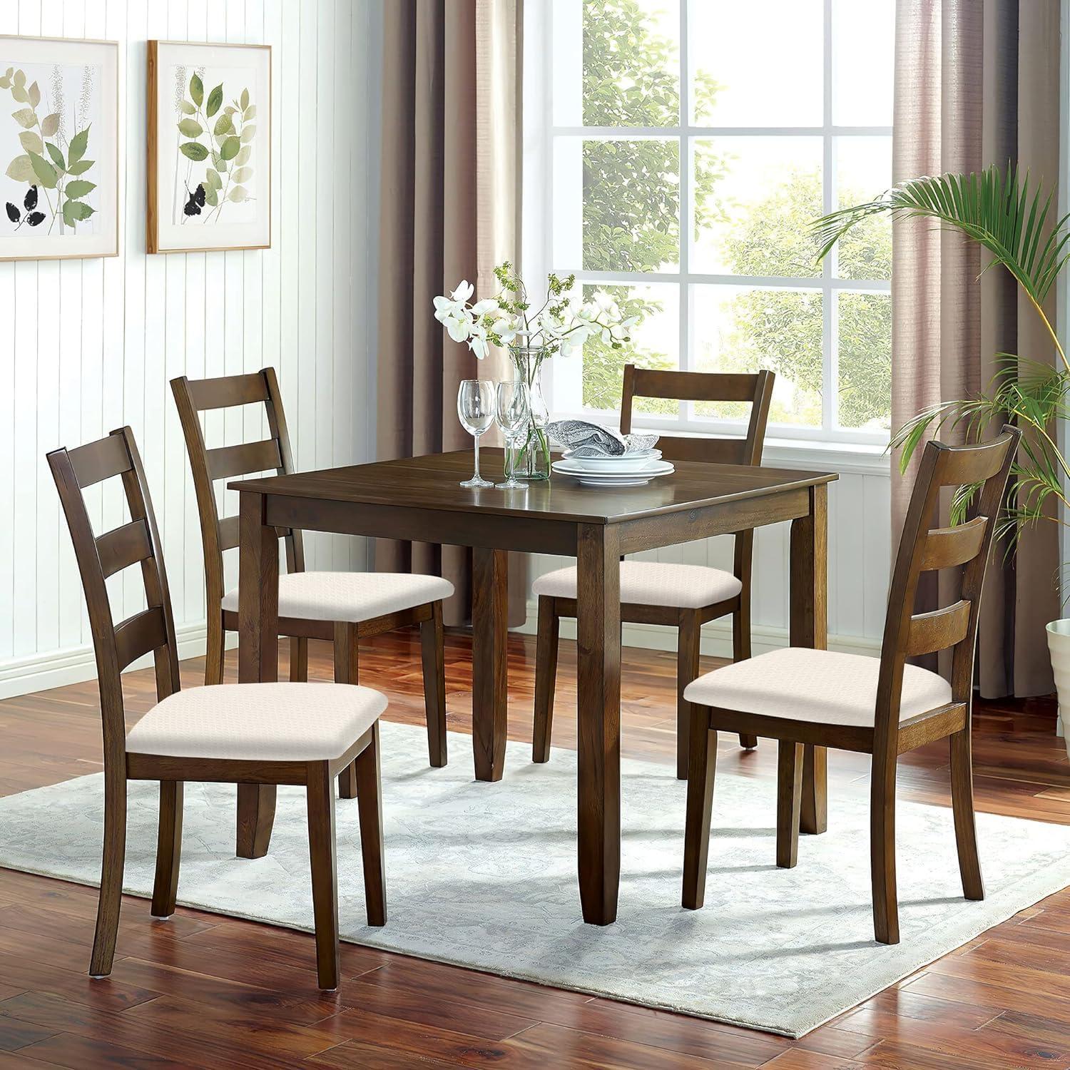 Fundas de Silla Smiry Juego de 4 Beige Elásticas Lavables