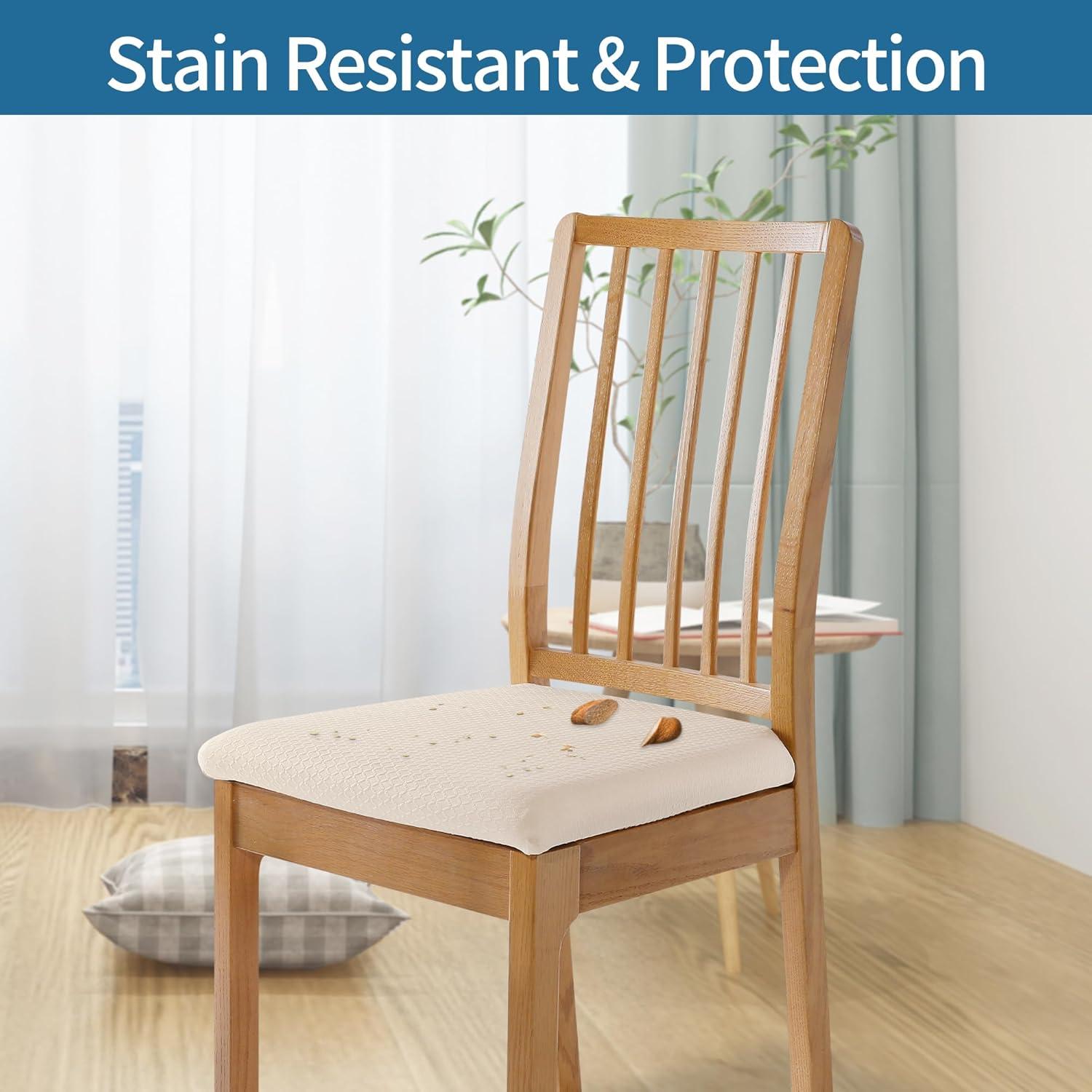 Fundas de Silla Smiry Juego de 4 Beige Elásticas Lavables