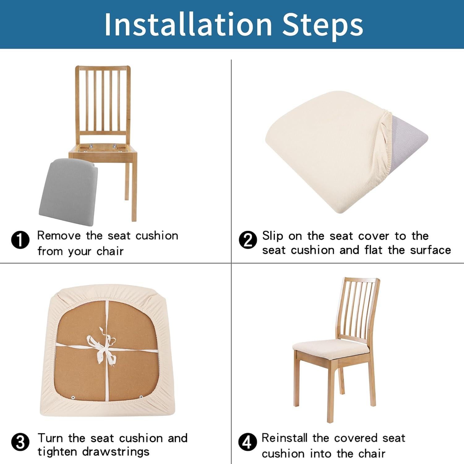 Fundas de Silla Smiry Juego de 4 Beige Elásticas Lavables