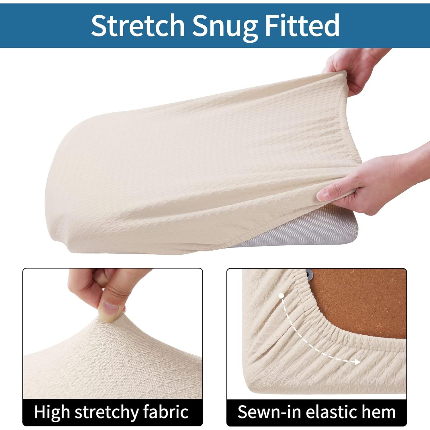 Fundas de Silla Smiry Juego de 4 Beige Elásticas Lavables
