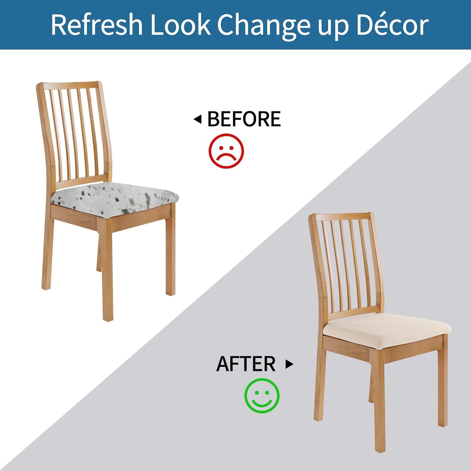 Fundas de Silla Smiry Juego de 4 Beige Elásticas Lavables