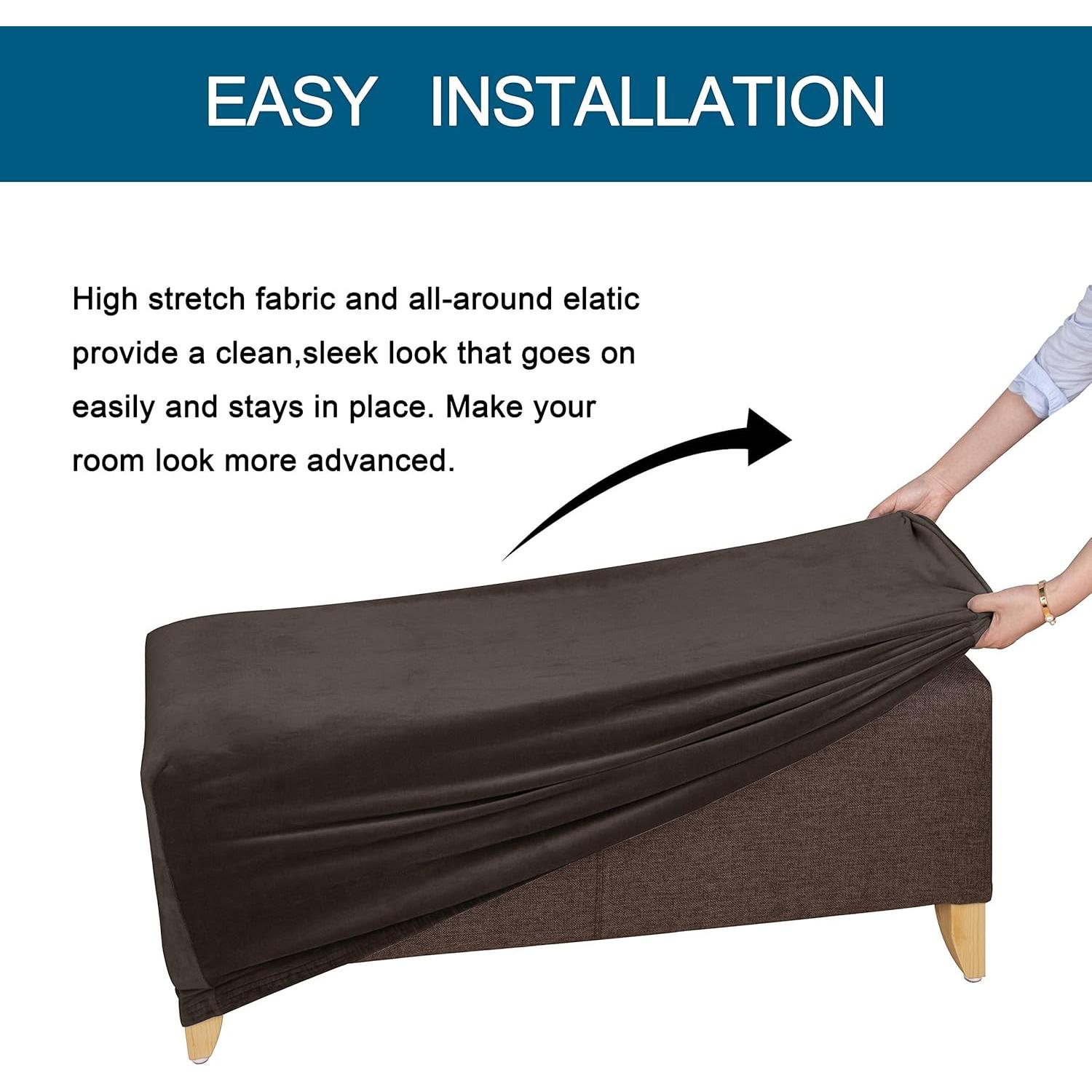 Funda de Ottoman LUSHVIDA - Taburete Rectangular Café