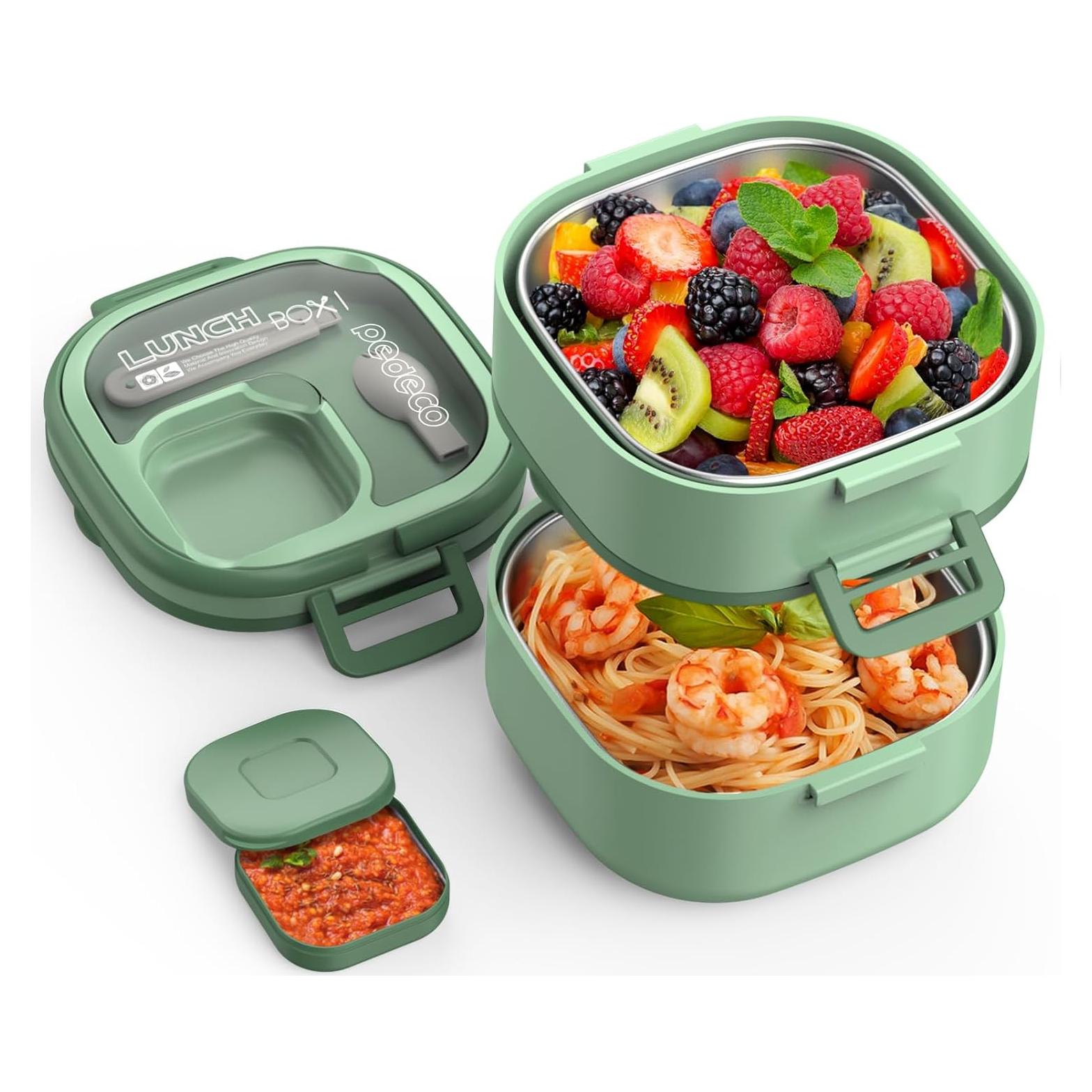 Caja Bento PEDECO Doble Capa Verde 1.27kg Acero Inoxidable