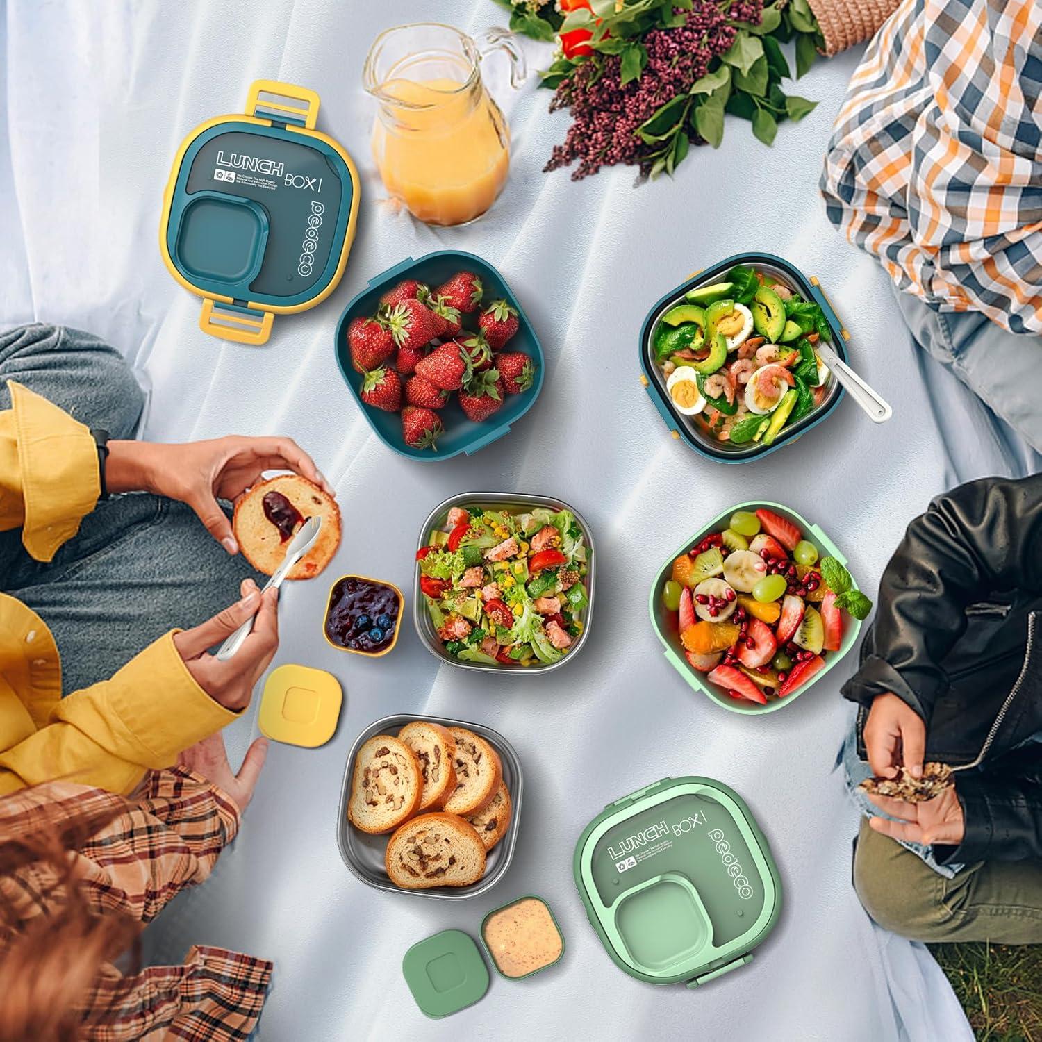 Caja Bento PEDECO Doble Capa Verde 1.27kg Acero Inoxidable