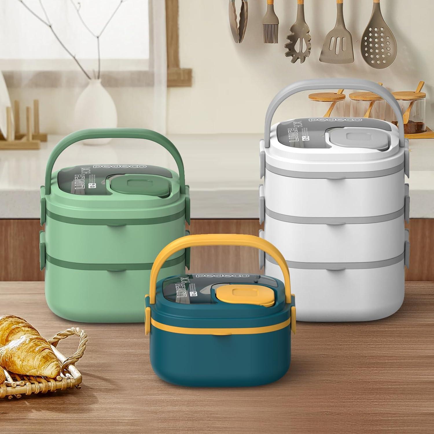 Caja Bento PEDECO Doble Capa Acero Inoxidable 1.27kg Blanco