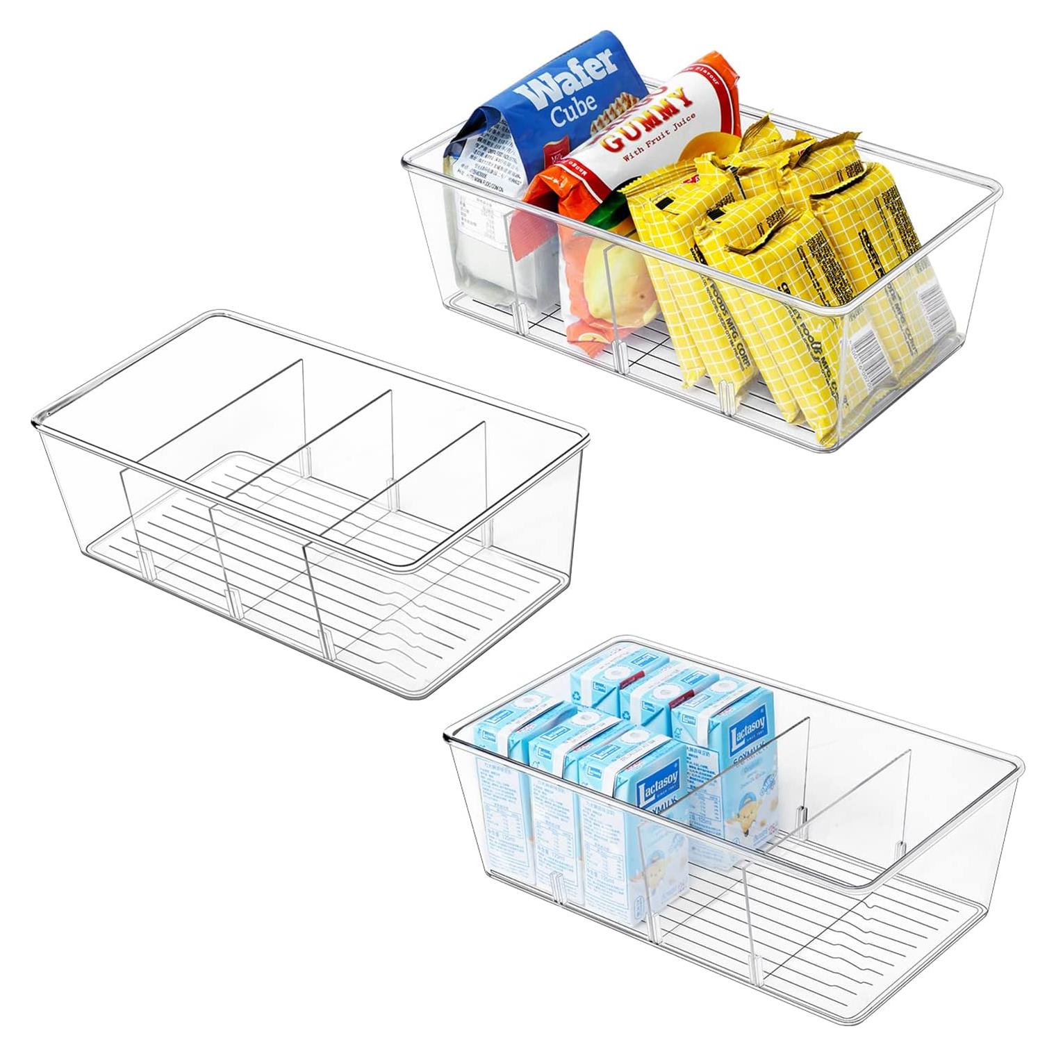 Contenedores Organizadores Transparentes 3PCS con Divisores Removibles