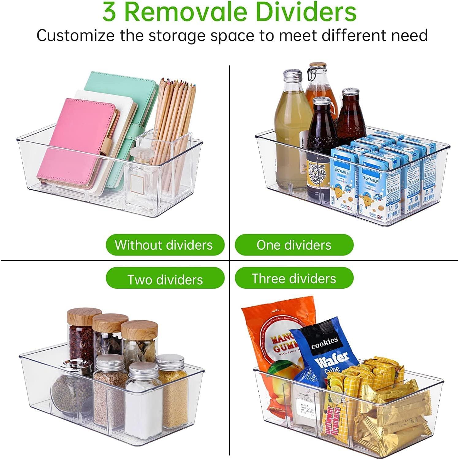 Contenedores Organizadores Transparentes 3PCS con Divisores Removibles