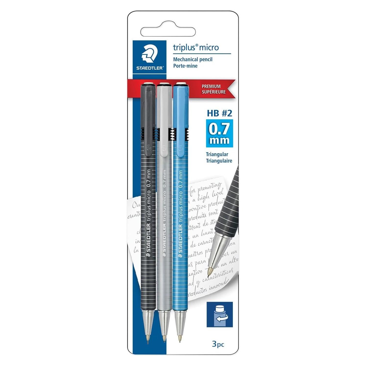 Lápices Mecánicos STAEDTLER Triplus 0.7mm HB - Paquete de 3