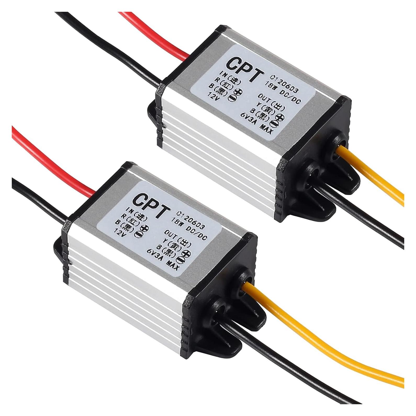 2 Pack 12v to 5v Volt Converter, DC Voltage Regulator Board Power Supply Module, DC 6.3-22V 12 Volt to 5 Volt 3A 15W Waterproof Car Volt Step Down Buck Converter