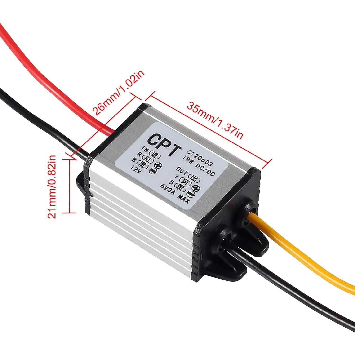 2 Pack 12v to 5v Volt Converter, DC Voltage Regulator Board Power Supply Module, DC 6.3-22V 12 Volt to 5 Volt 3A 15W Waterproof Car Volt Step Down Buck Converter
