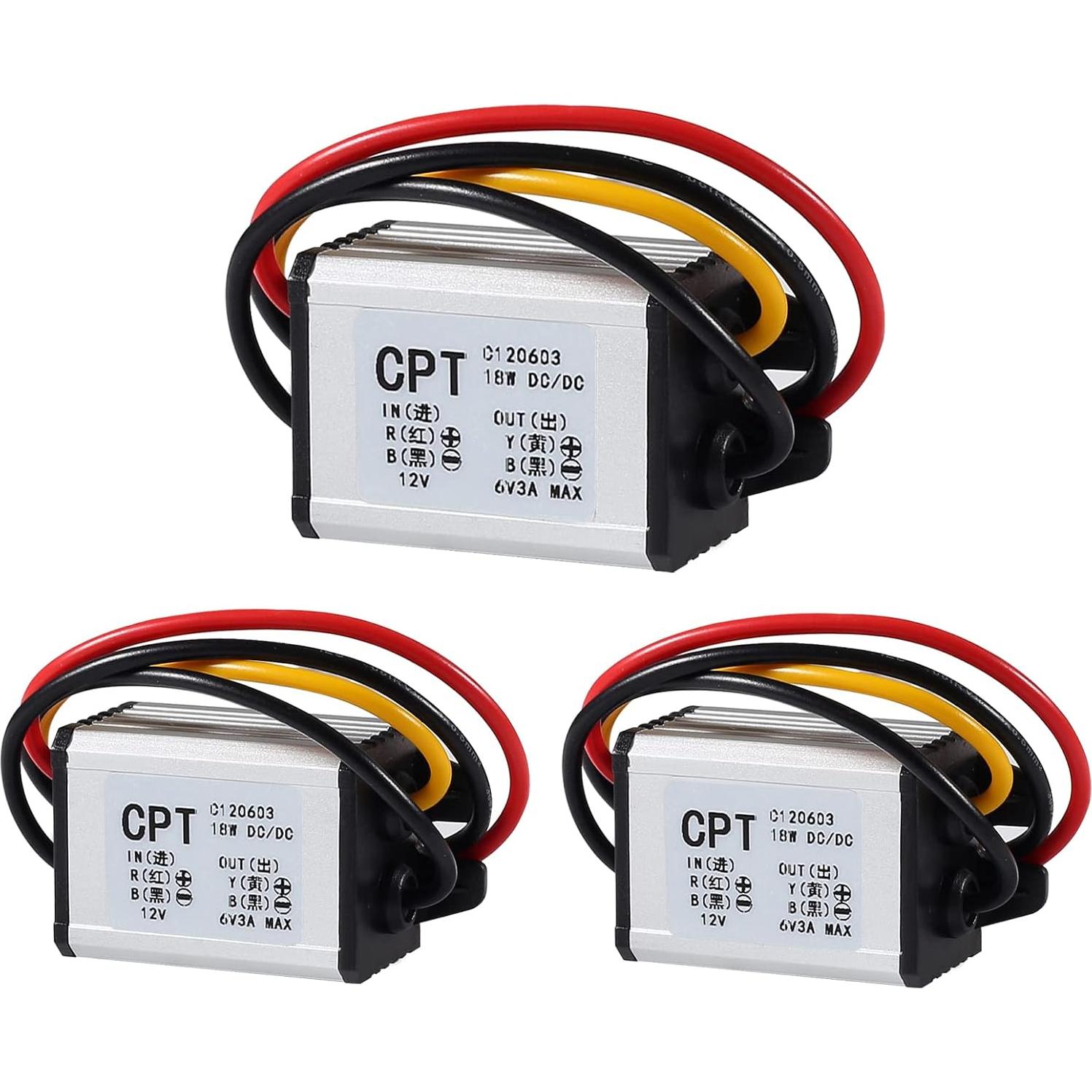 2 Pack 12v to 5v Volt Converter, DC Voltage Regulator Board Power Supply Module, DC 6.3-22V 12 Volt to 5 Volt 3A 15W Waterproof Car Volt Step Down Buck Converter