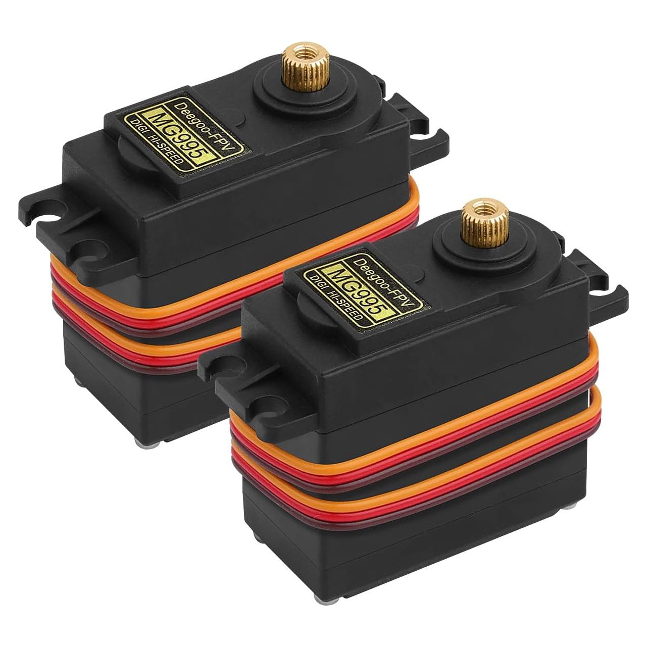 Deegoo-FPV [2-Pack] Servo Motor MG995 Metal Gear Servo Waterproof Digital High Speed Torque Servo Motor for RC Airplane Helicopter Mechanical Arm Car Control Angle 180°
