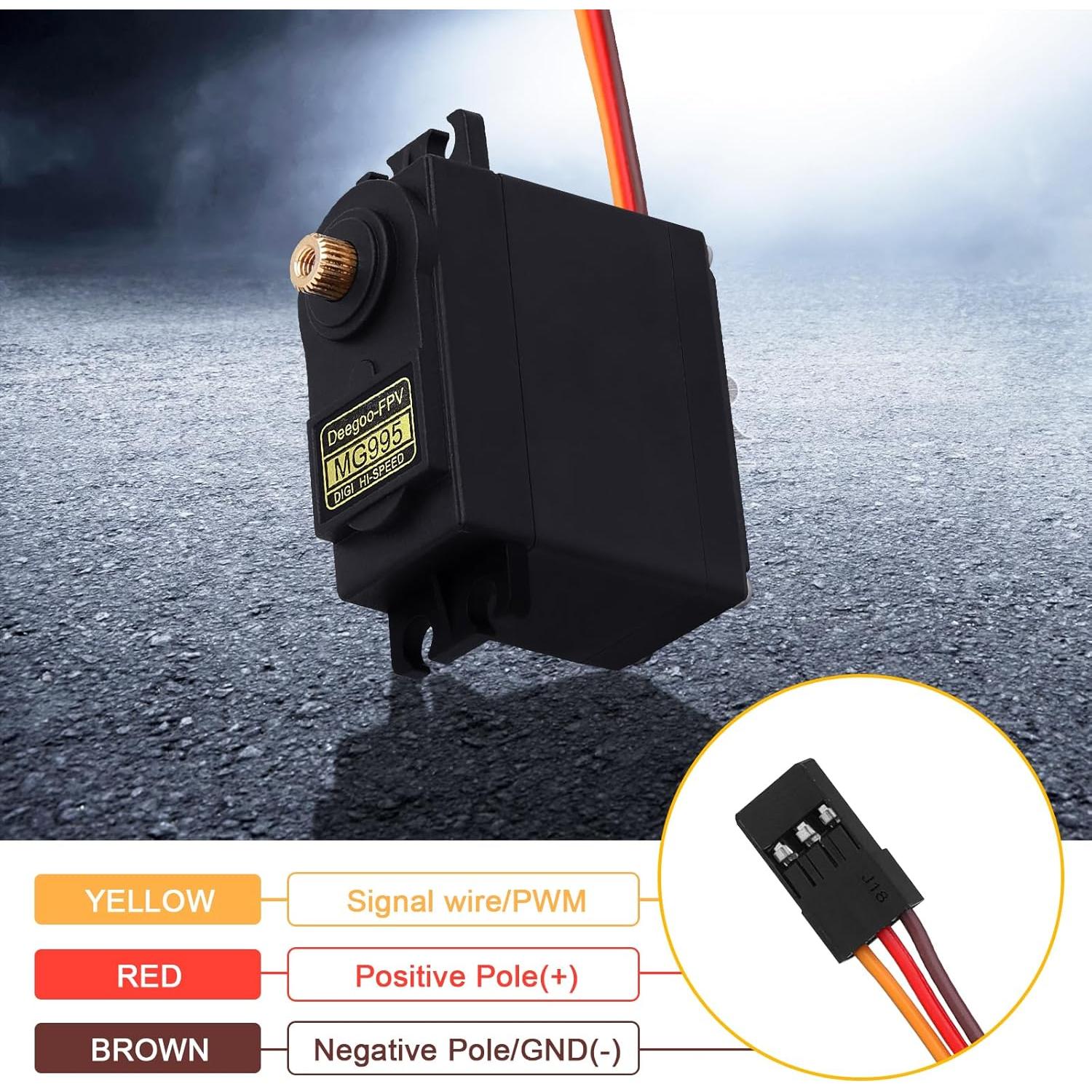 Deegoo-FPV [2-Pack] Servo Motor MG995 Metal Gear Servo Waterproof Digital High Speed Torque Servo Motor for RC Airplane Helicopter Mechanical Arm Car Control Angle 180°