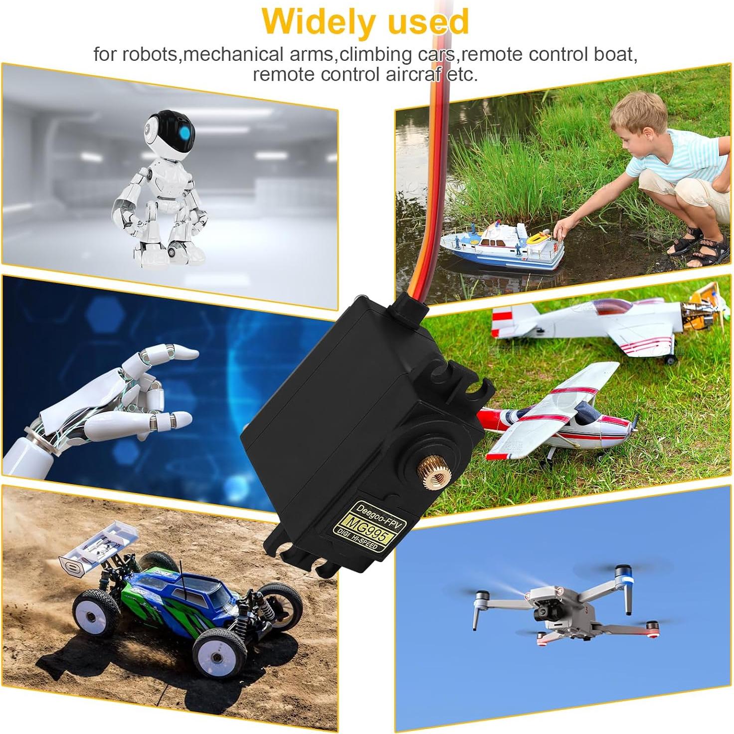 Deegoo-FPV [2-Pack] Servo Motor MG995 Metal Gear Servo Waterproof Digital High Speed Torque Servo Motor for RC Airplane Helicopter Mechanical Arm Car Control Angle 180°