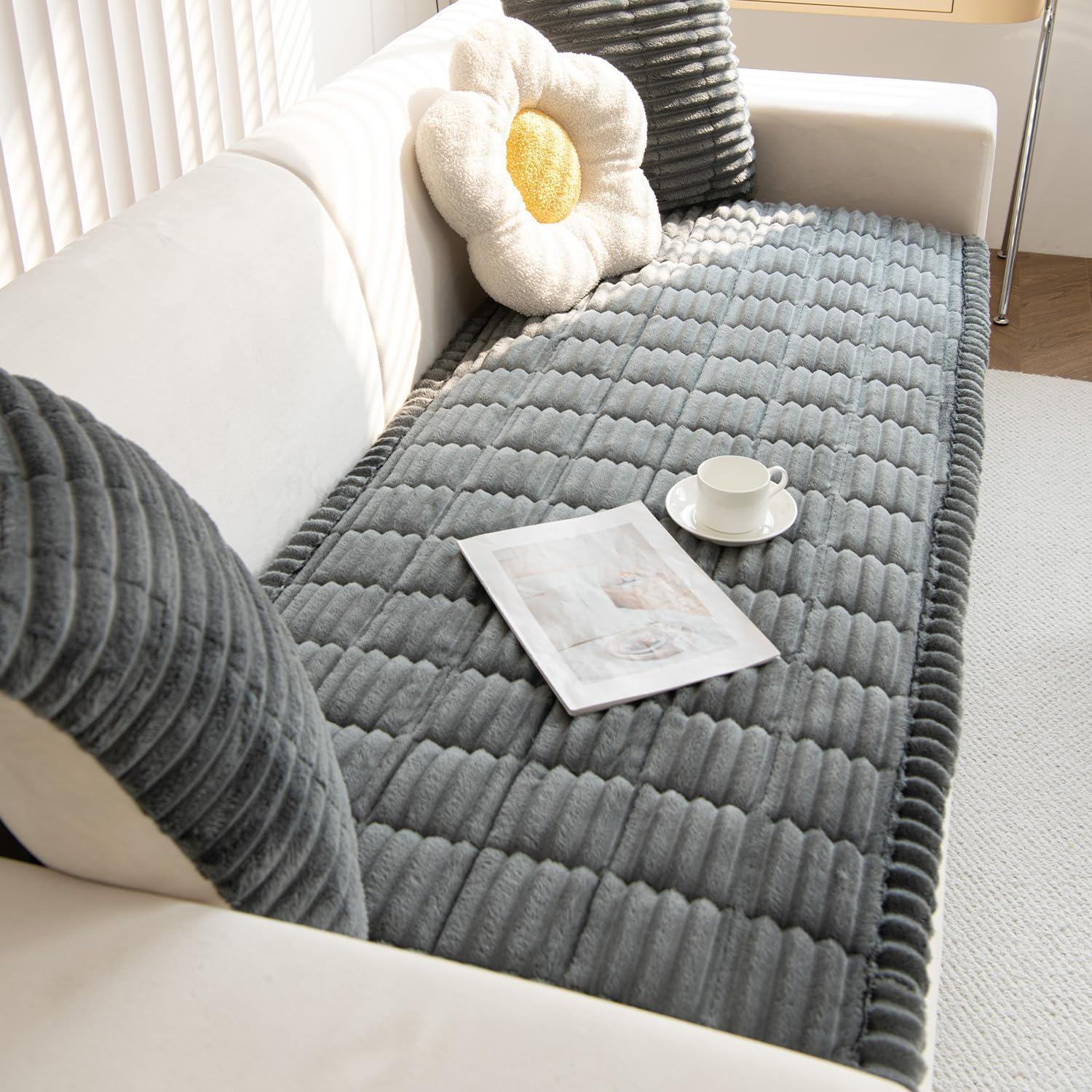 Cubierta Antideslizante para Sofá Gumfolk Gris 68x152 cm