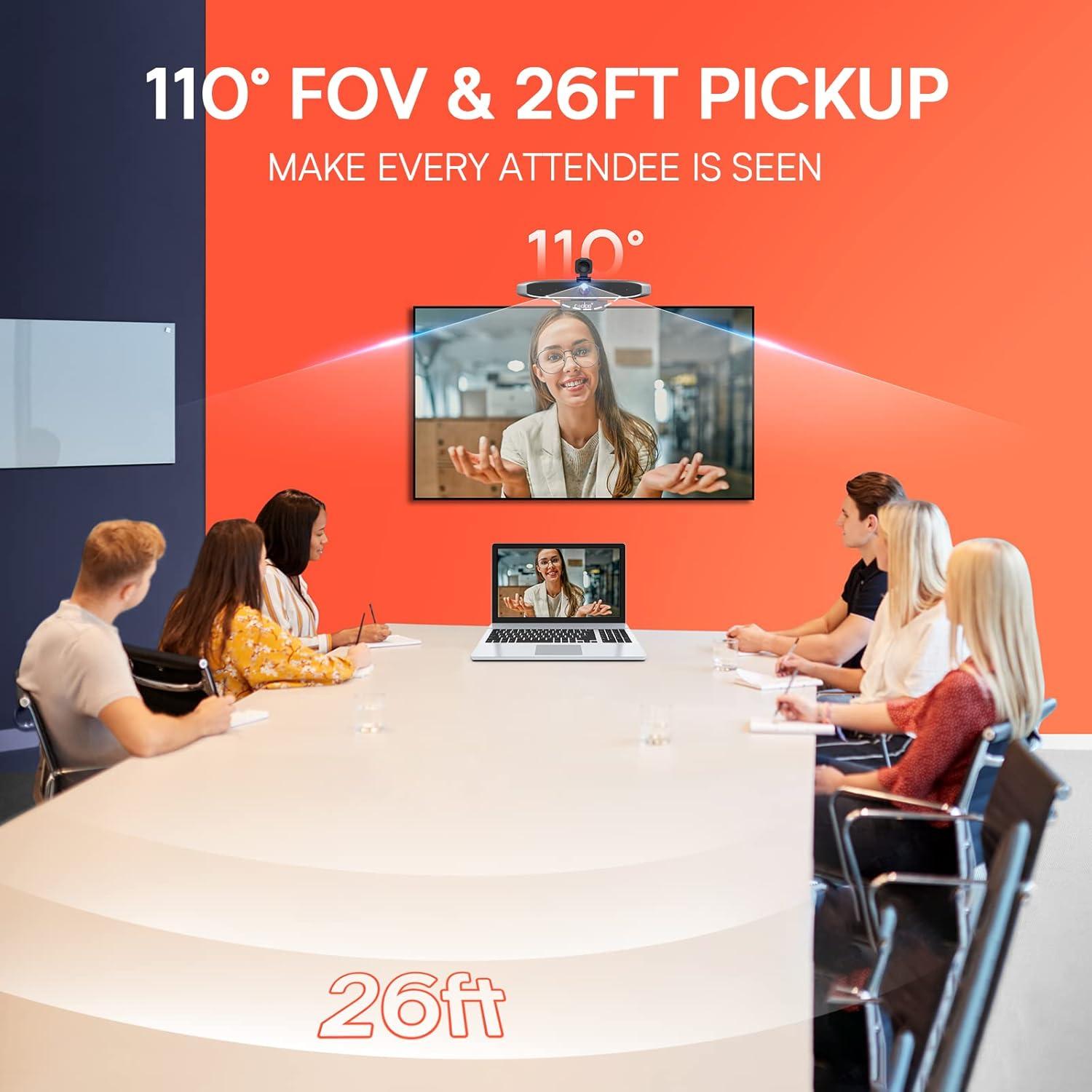 Cámara de Conferencia 4K COOLPO AI Huddle Mini, 6 Micrófonos