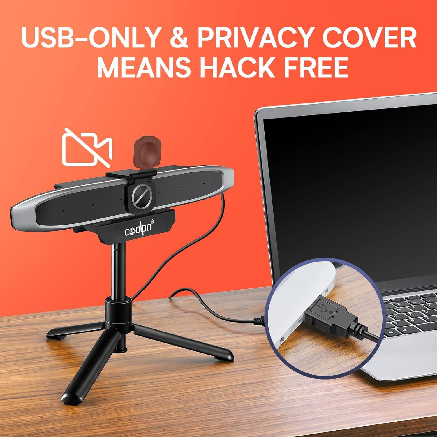 Cámara de Conferencia 4K COOLPO AI Huddle Mini, 6 Micrófonos