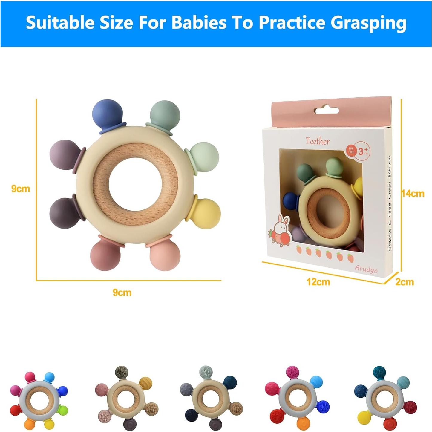 Mordedor de Silicona Arudyo para Bebés - Alivia Encías - Gris