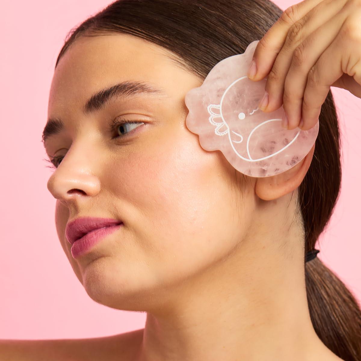 Gua Sha de Cuarzo Rosa TONYMOLY Archie el Axolote - Masaje Facial