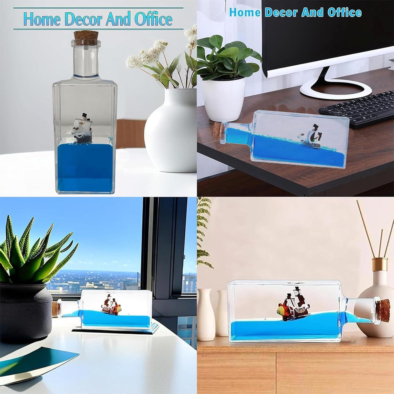 Cruise Ship Fluid Drift Bottle, Unsinkable Boat in a Box, Titanic Cruise Ship Model Liquid Wave Cruise Ship Decoration, Cruise Ship That No Longer Sinks Toy, for Car Display Cases and Gifts (Black-e)