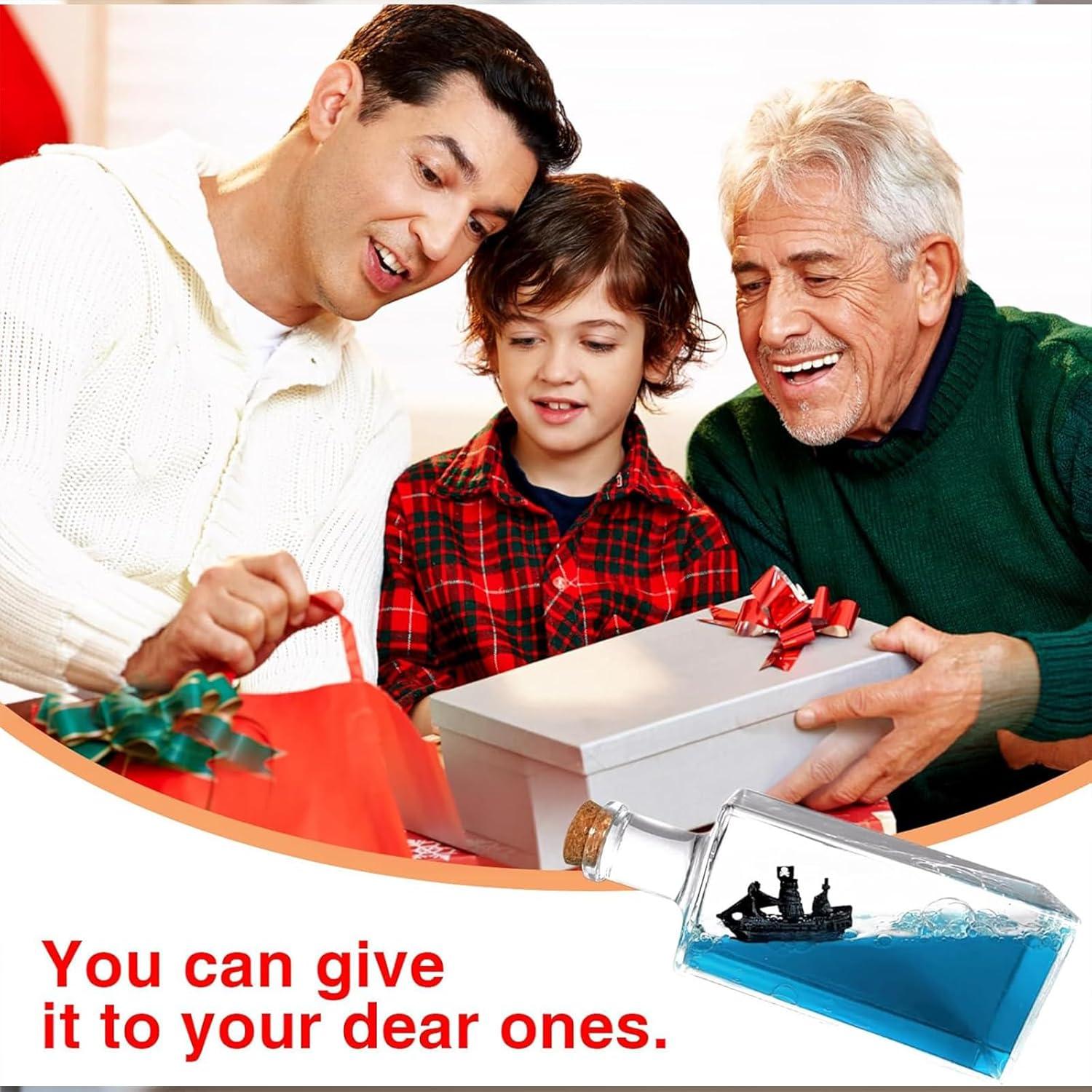 Cruise Ship Fluid Drift Bottle, Unsinkable Boat in a Box, Titanic Cruise Ship Model Liquid Wave Cruise Ship Decoration, Cruise Ship That No Longer Sinks Toy, for Car Display Cases and Gifts (Black-e)