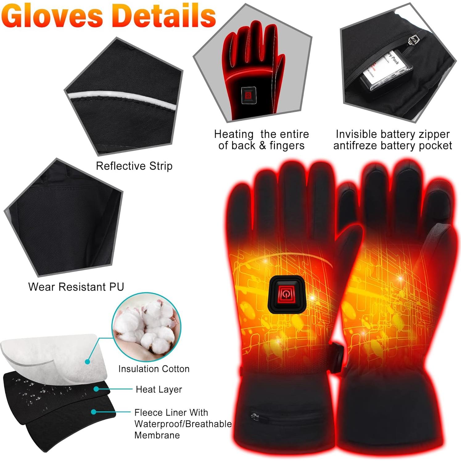 Guantes Calentados Autocastle 7.4V Unisex Impermeables Táctiles