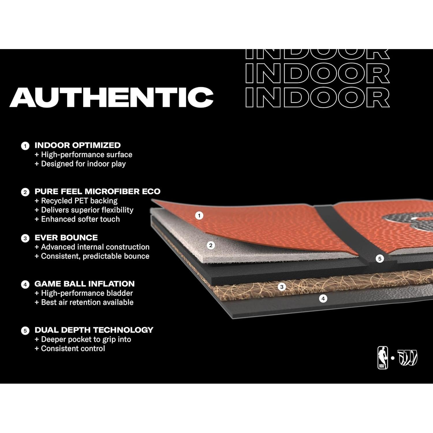 Balón de Baloncesto Wilson NBA Auténtico Tamaño 6 y 7