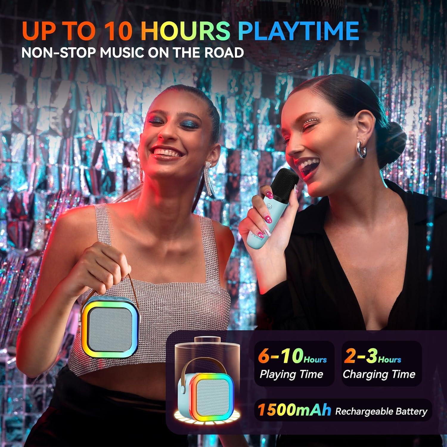 Karaoke Portátil LFS con 2 Micrófonos y Bluetooth Azul