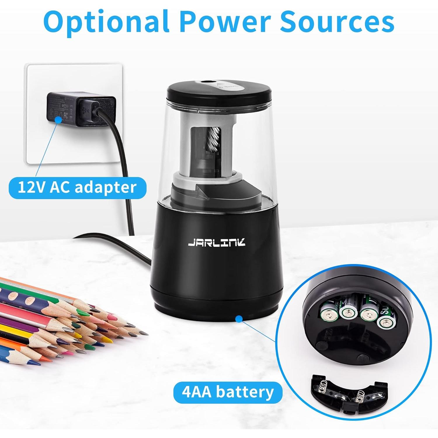 Sacapuntas Eléctrico JARLINK con Parada Automática Negro