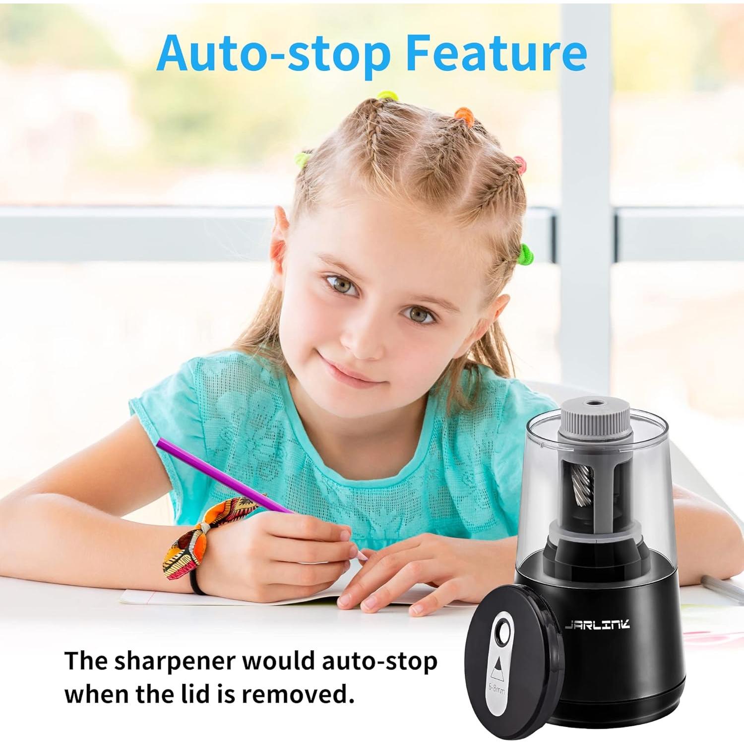 Sacapuntas Eléctrico JARLINK con Parada Automática Negro