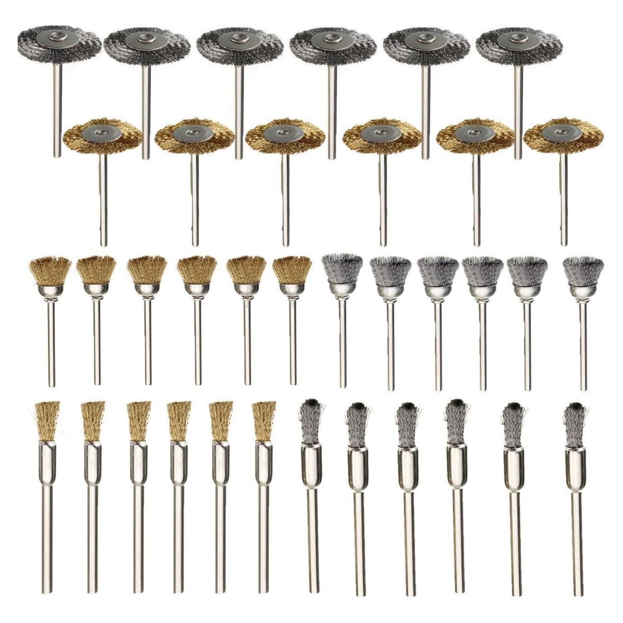 Kit de 36 Cepillos de Alambre Rocaris para Pulido y Rectificado