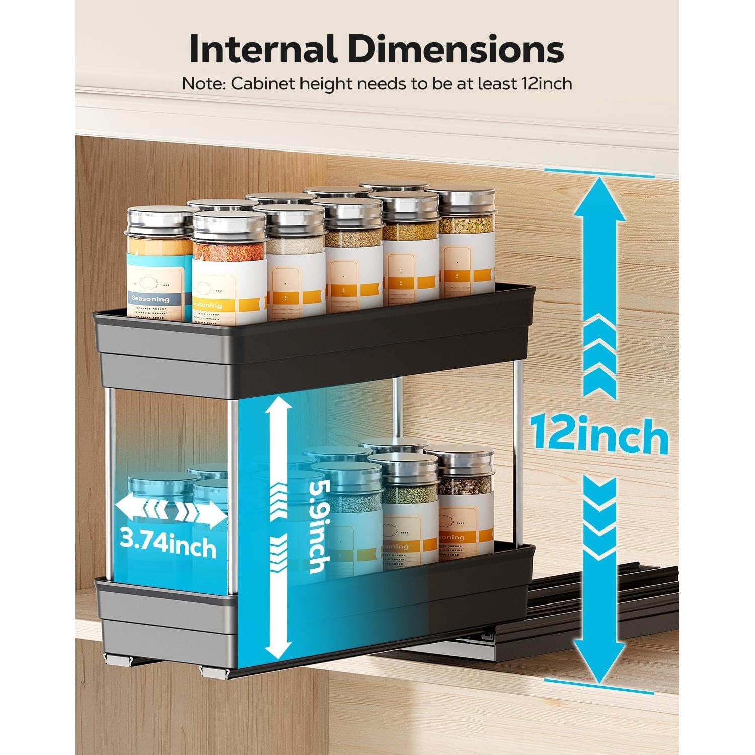 Estante de Especias Vertical Nieifi 11 cm Negro 2 Niveles