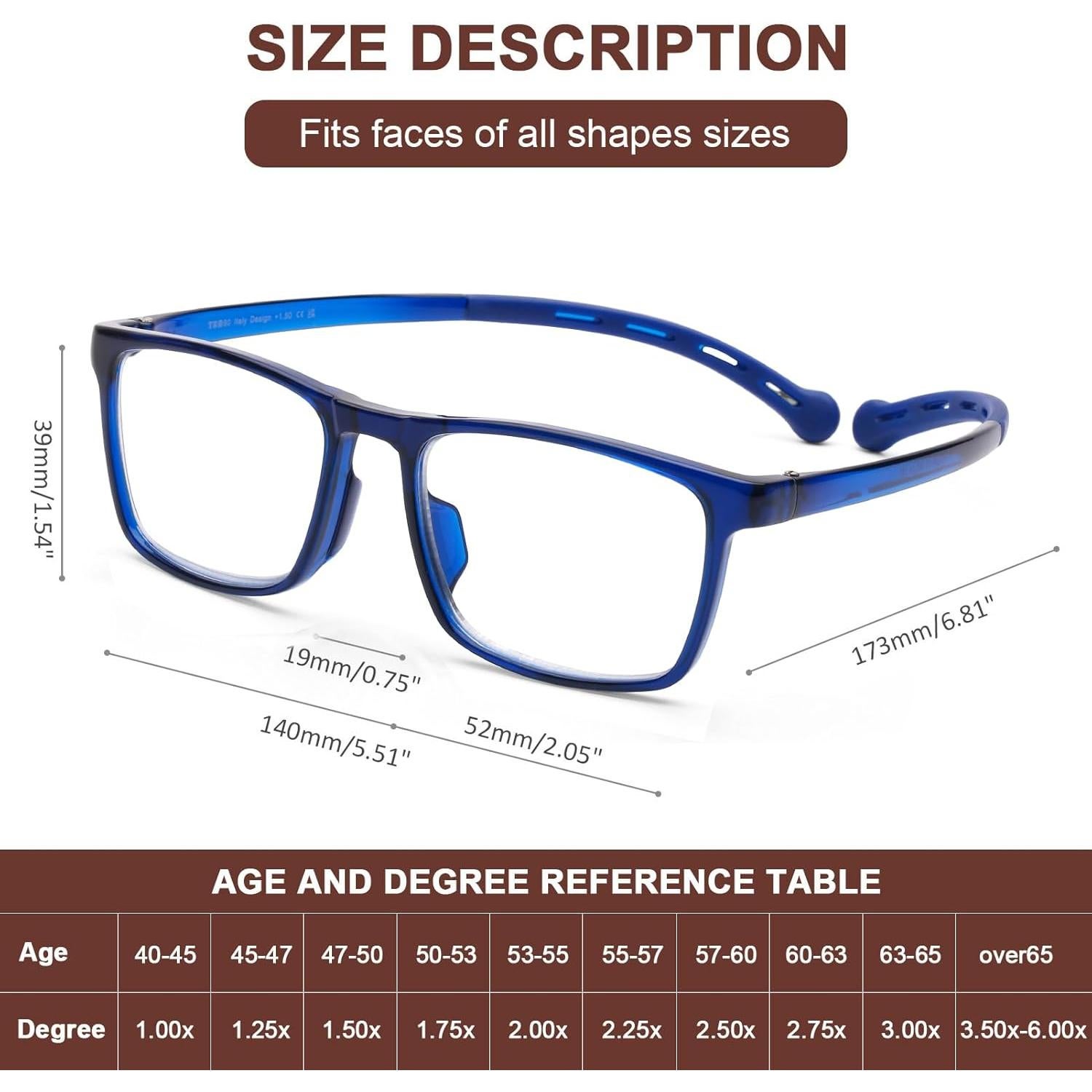 Gafas de Lectura Colgantes AQWANO 1.0x TR90 Antirreflejo