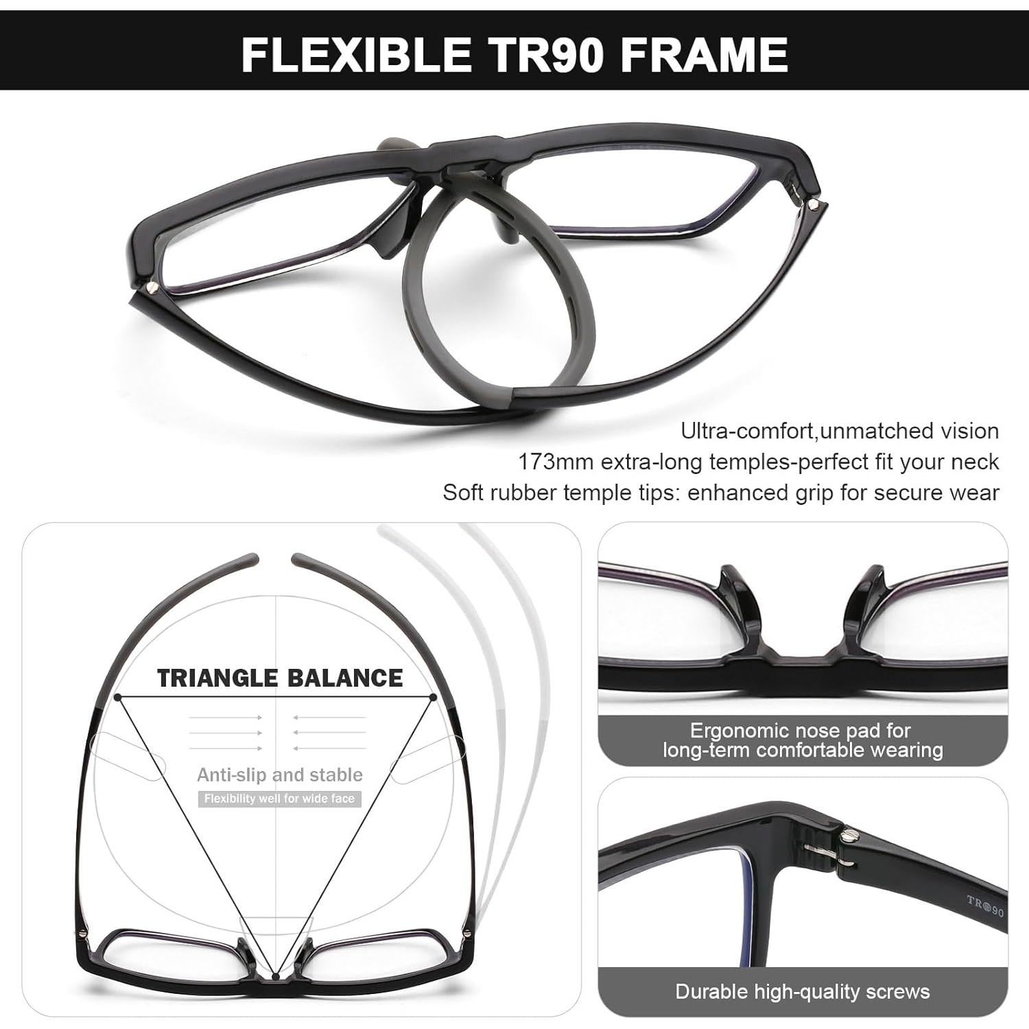 Gafas de Lectura Colgantes AQWANO 1.0x TR90 Antirreflejo