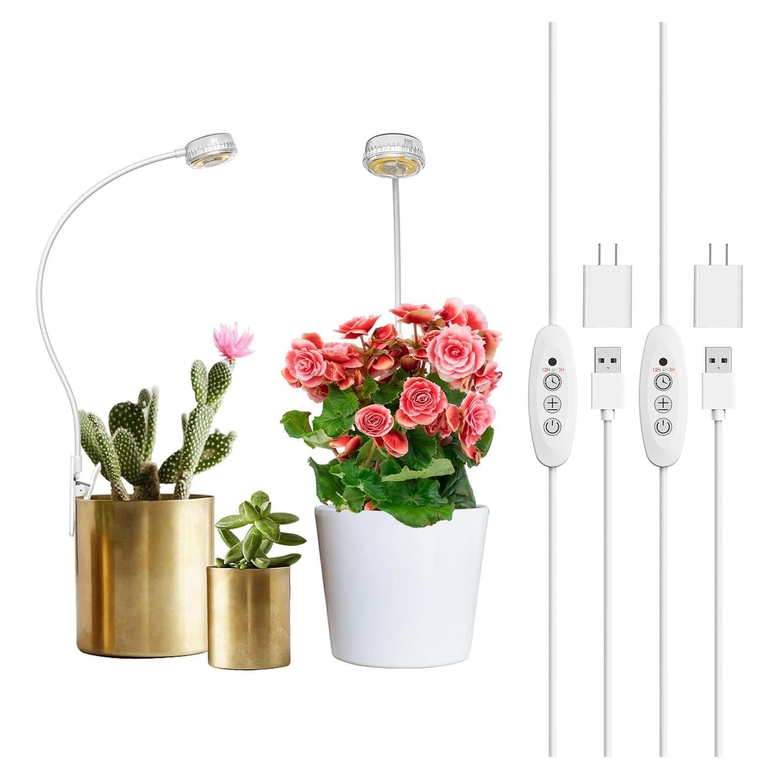 Luz de Crecimiento LED SANSI 5W con Clip y Temporizador 2-Pack