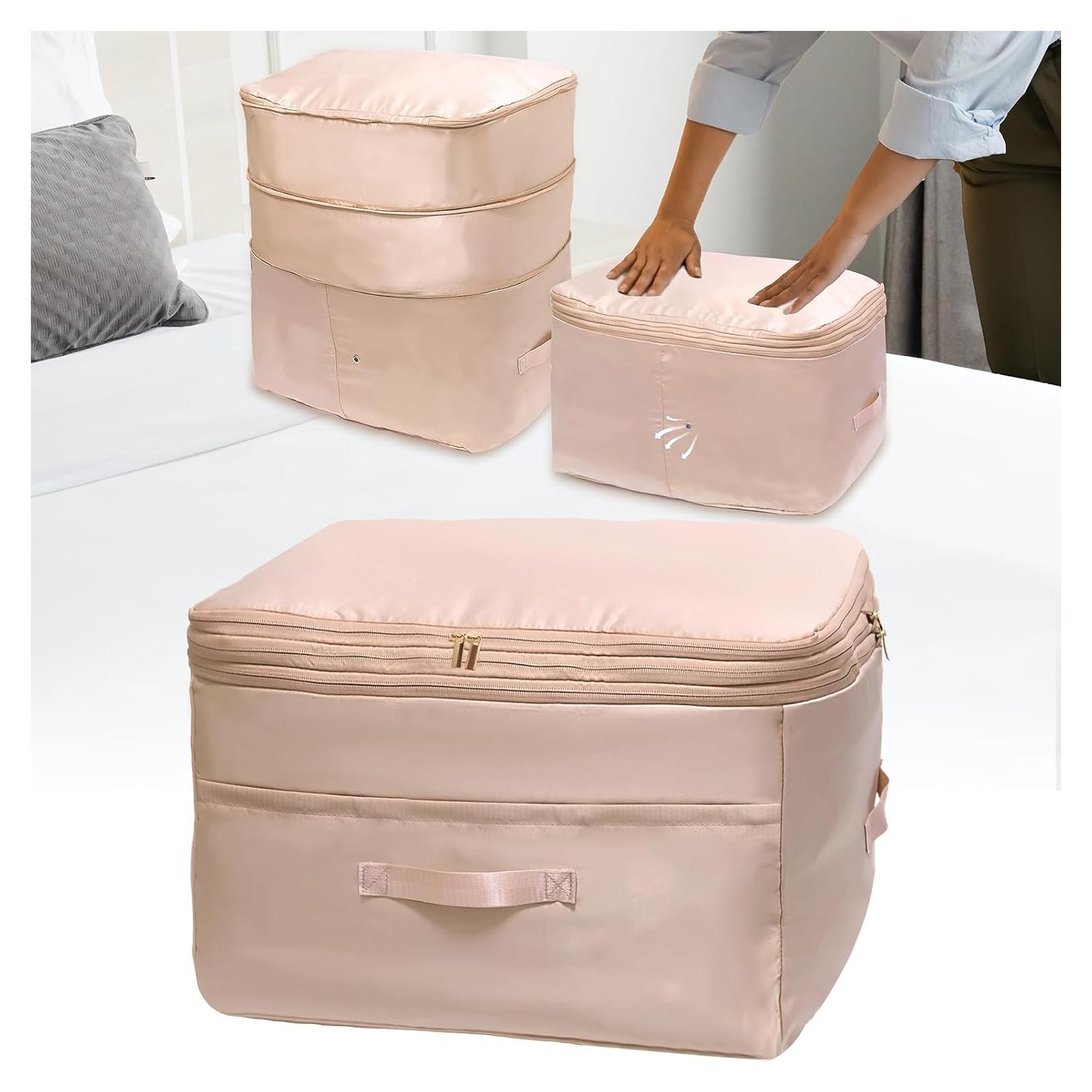 Organizador de Compresión SUNOHE X-Large Beige para Ropa de Cama