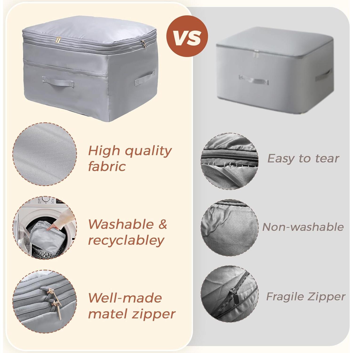 Organizador de Compresión SUNOHE X-Large Beige para Ropa de Cama