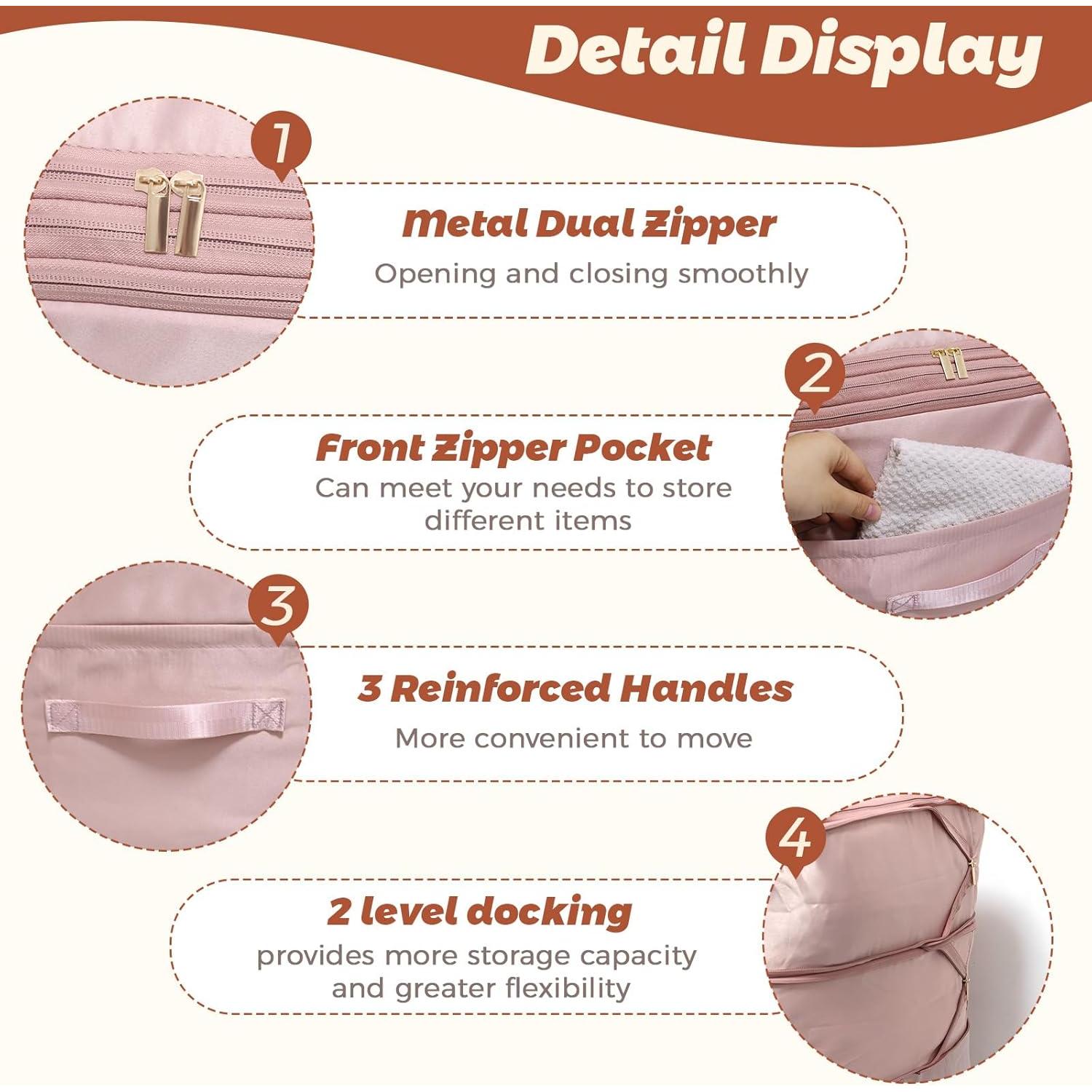 Organizador de Compresión SUNOHE X-Large Beige para Ropa de Cama