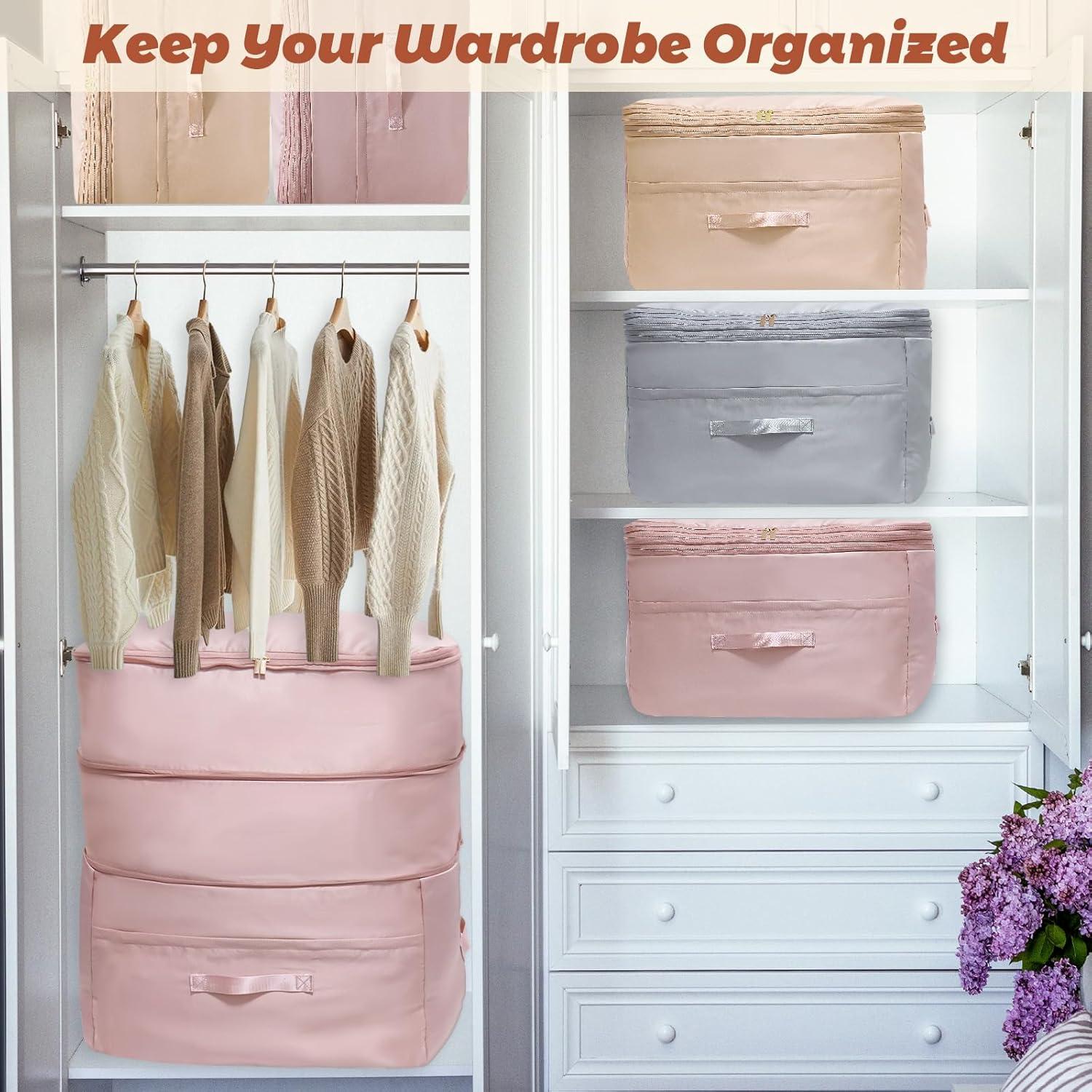 Organizador de Compresión SUNOHE X-Large Beige para Ropa de Cama