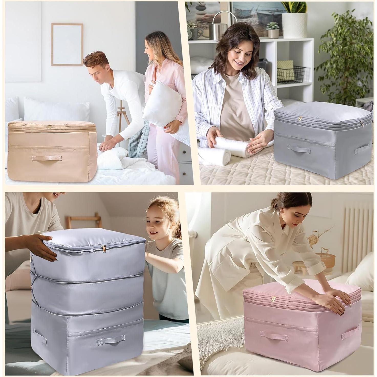 Organizador de Compresión SUNOHE X-Large Beige para Ropa de Cama