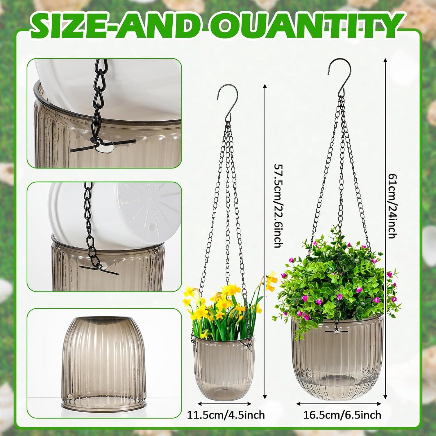 Set 4 Macetas Colgantes Autorriego JOUTYFOR Gris 16.5 cm