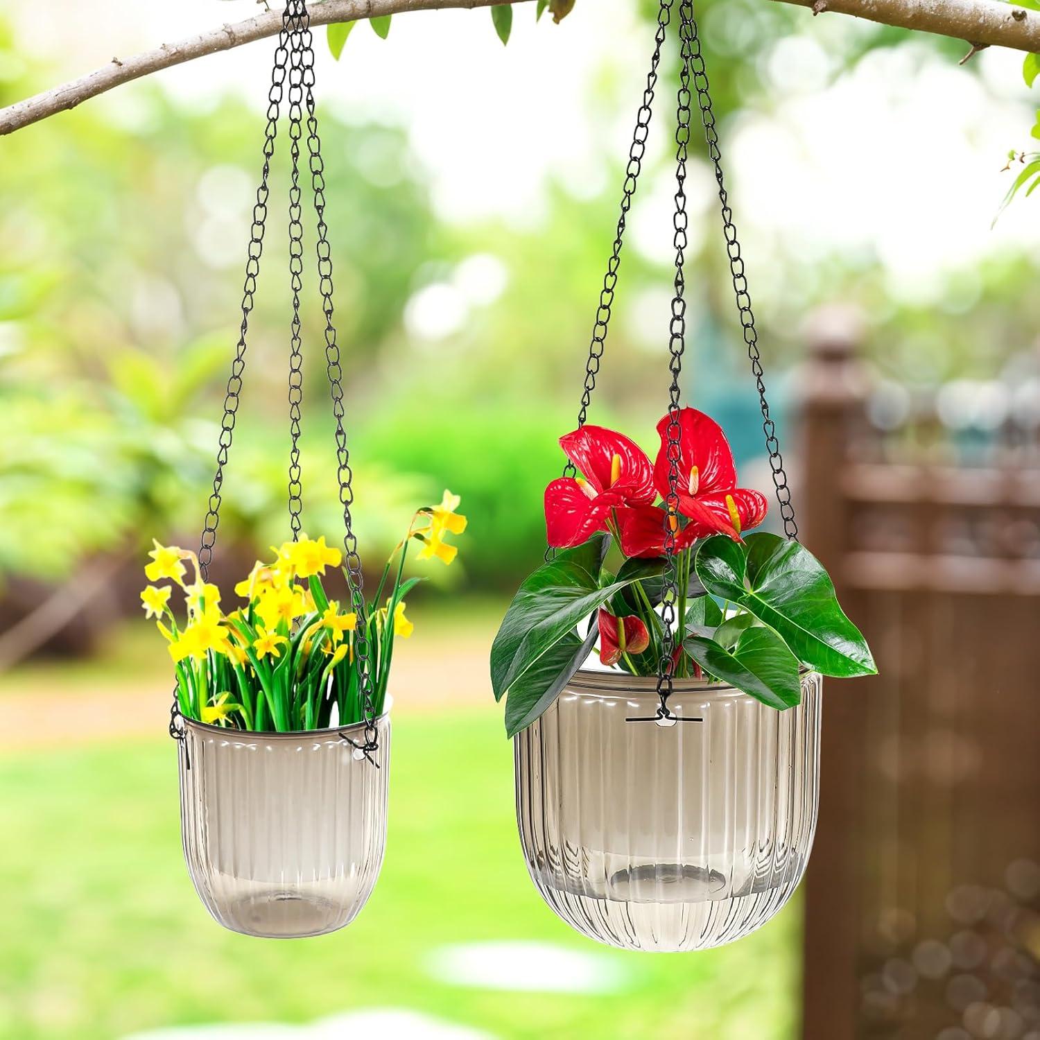 Set 4 Macetas Colgantes Autorriego JOUTYFOR Gris 16.5 cm