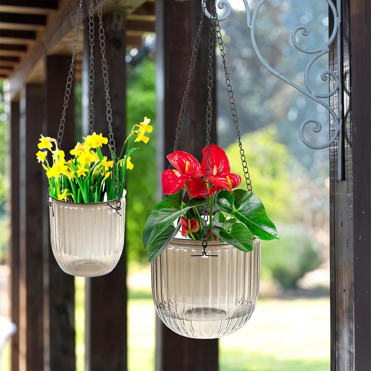 Set 4 Macetas Colgantes Autorriego JOUTYFOR Gris 16.5 cm