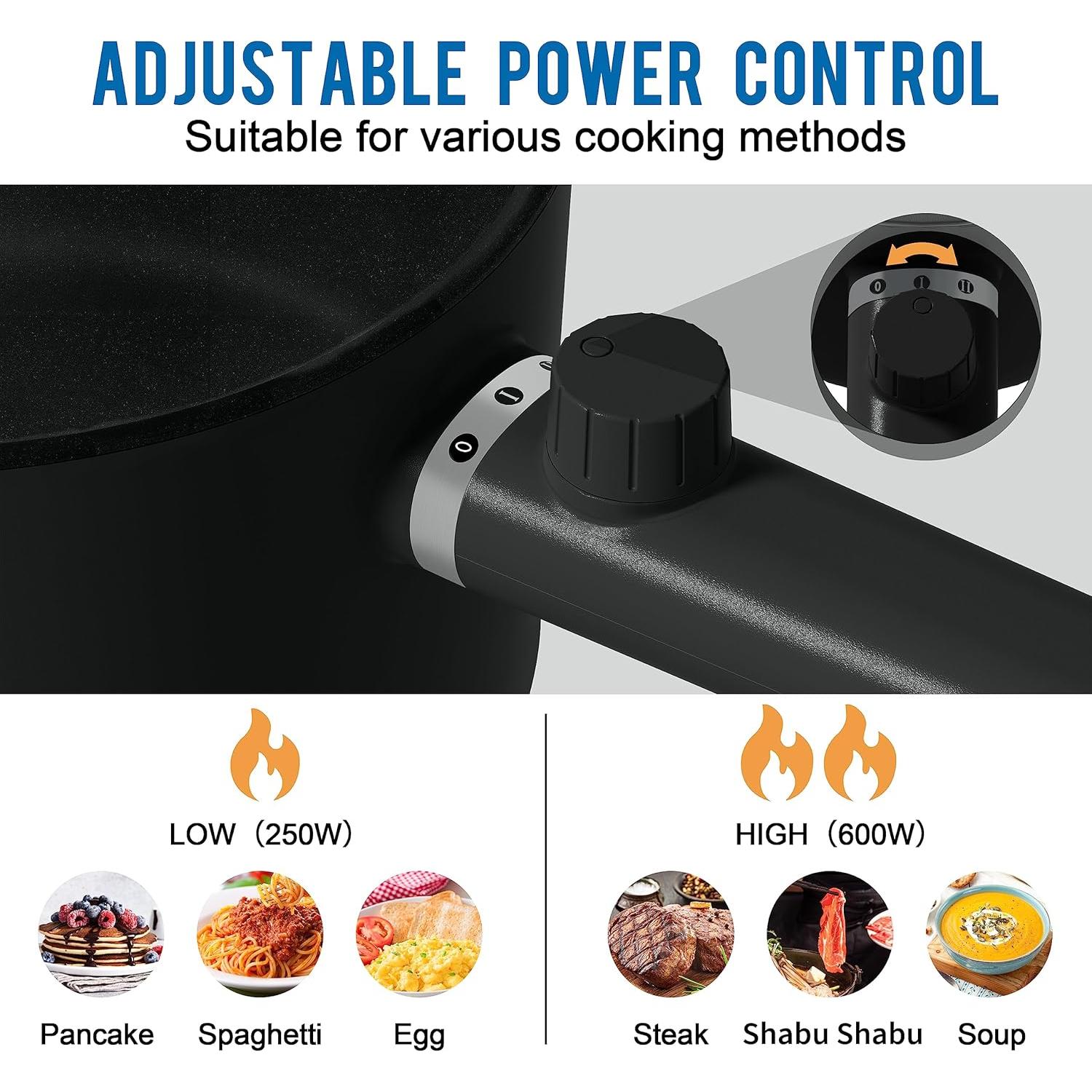 Olla Caliente Eléctrica Topwit 1.5L Antiadherente Negra